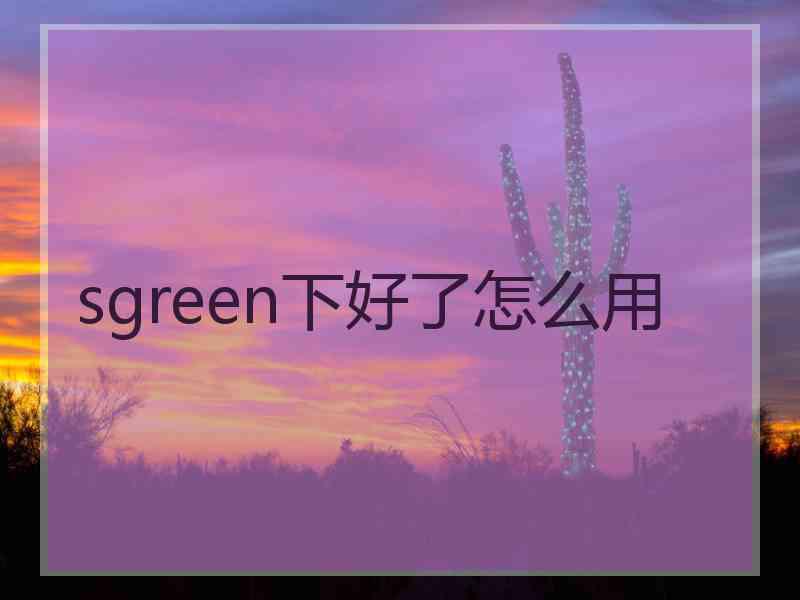 sgreen下好了怎么用